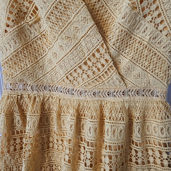 Mustard Yellow Lace Dress - Picture 2 of 3